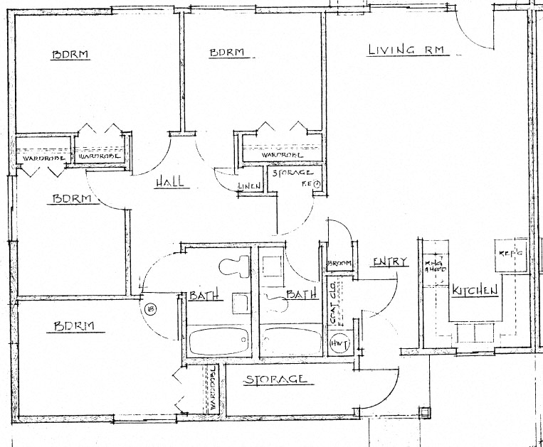 Floor plan for 4 beds, 2 baths, 1312 sqft