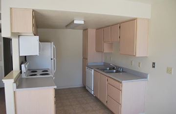 Lovelock apartment for rent - an empty kitchen with a stove and a sink