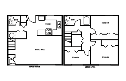 Floor plan for 3 beds, 1.5 baths, 1200 sqft