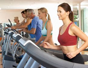Elk Grove apartment for rent - A group of people are exercising on treadmills in a gym.