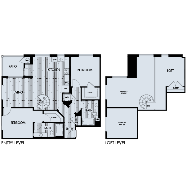 Floor plan for 2 beds, 2 baths, 1433 sqft