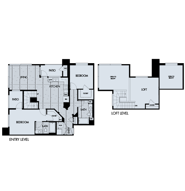 Floor plan for 2 beds, 2 baths, 1432 sqft