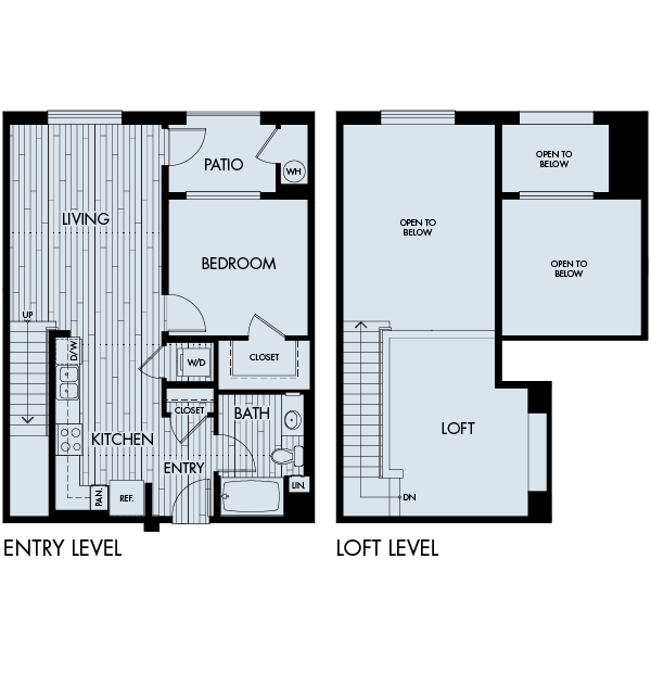 Floor plan for 1 bed, 1 bath, 883 sqft