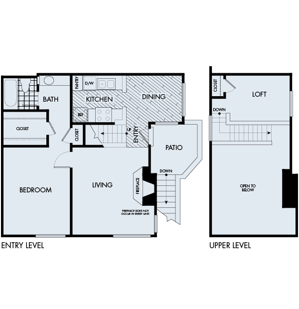 Floor plan for 1 bed, 1 bath, 824 sqft