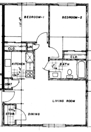 Floor plan for 2 beds, 2 baths