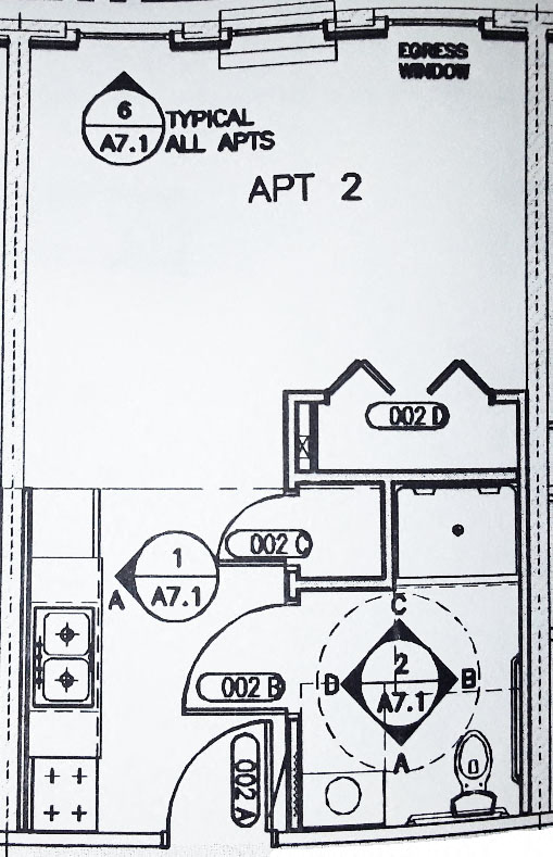 Floor plan for studio, 1 bath, 370 sqft