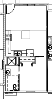 Floor plan for 1 bed, 1 bath, 504 sqft