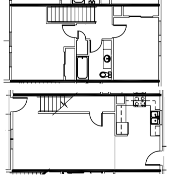 Floor plan for 2 beds, 1 bath, 608 sqft