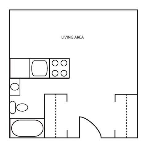 Floor plan for studio, 1 bath, 375 sqft