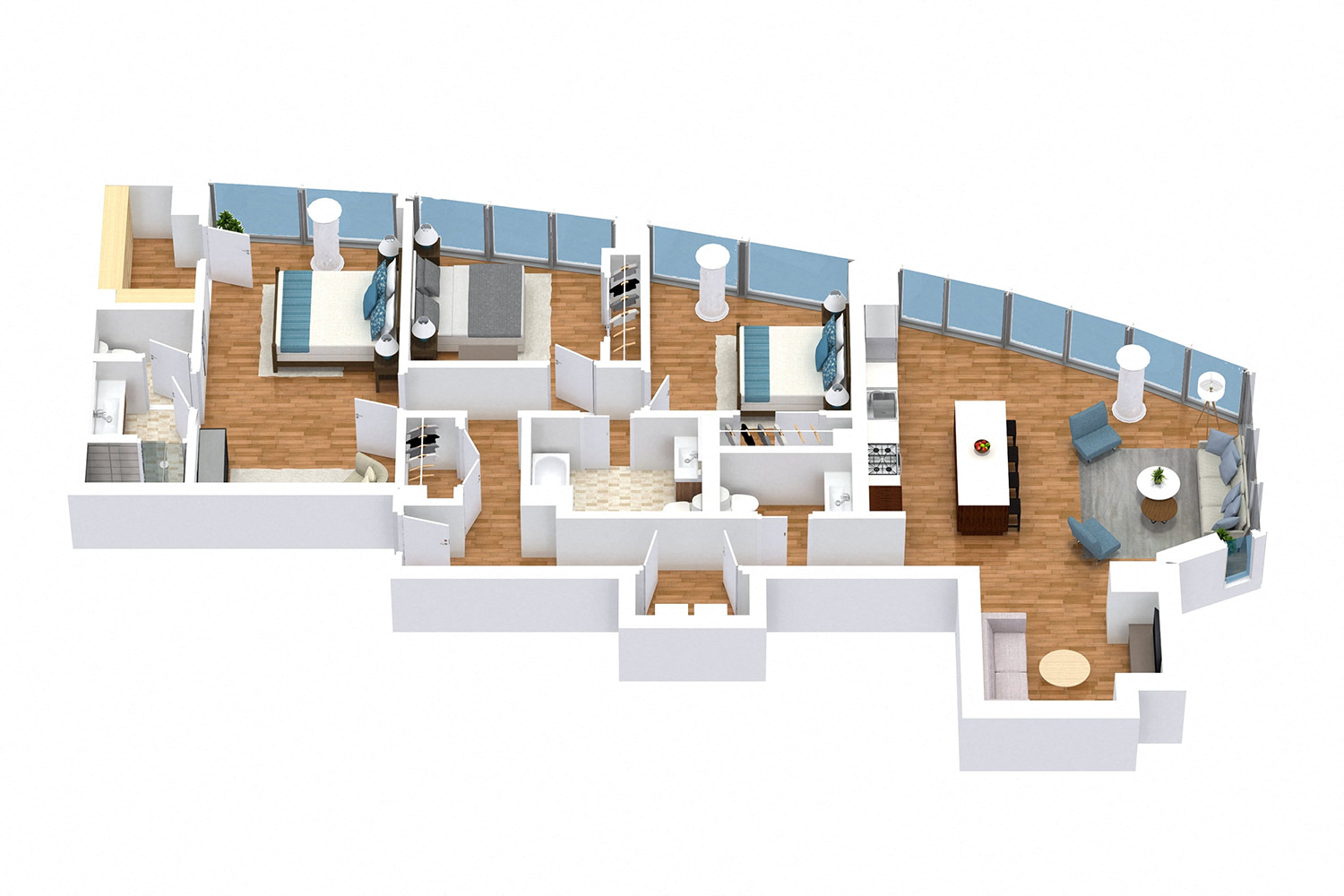 Floor plan for 3 beds, 2.5 baths, 1830 sqft