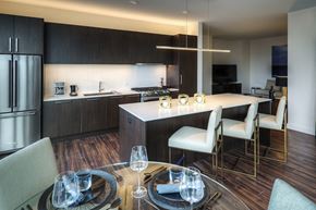 Chicago apartment for rent - a kitchen and dining room with a table and chairs