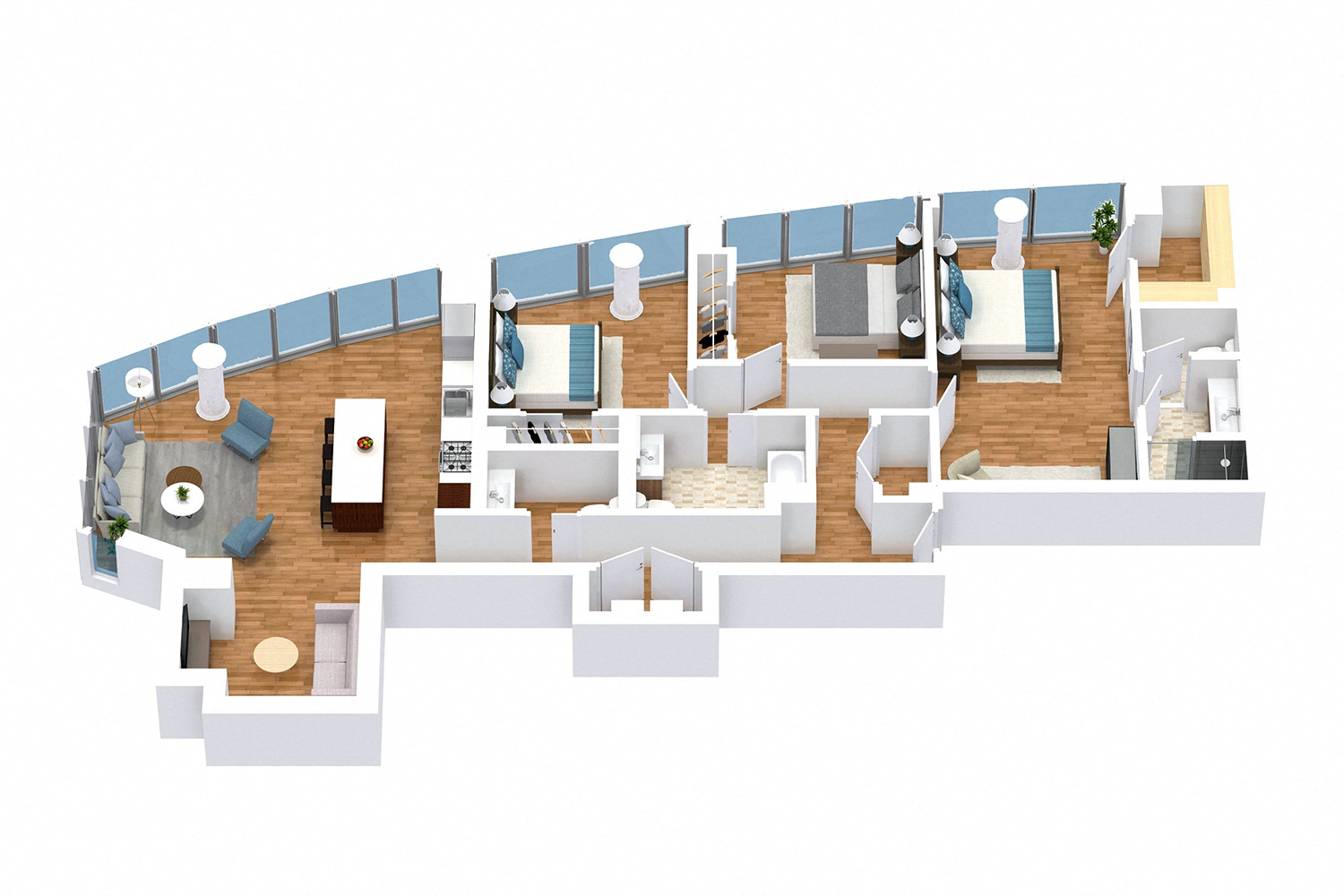 Floor plan for 3 beds, 2.5 baths, 1830 sqft