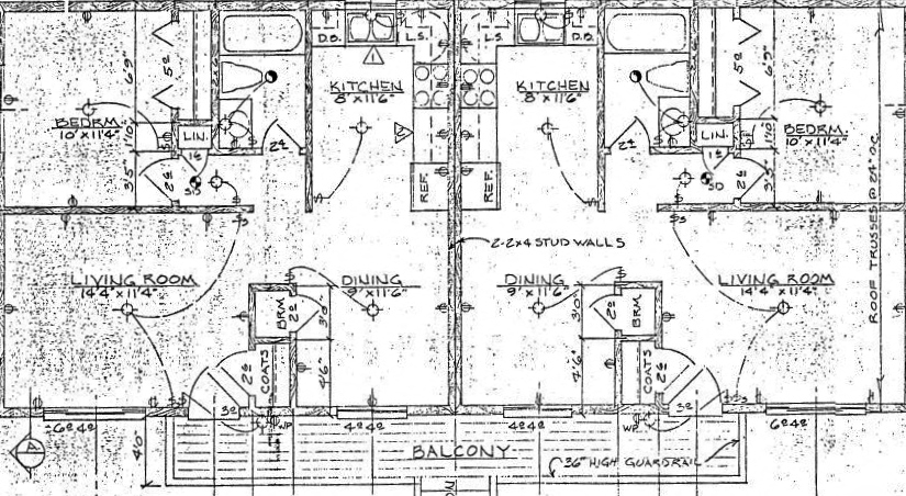 Floor plan for 1 bed, 1 bath, 689 sqft
