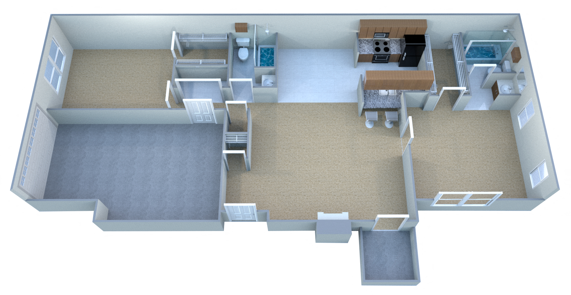 Floor plan for 2 beds, 2 baths, 1056 sqft