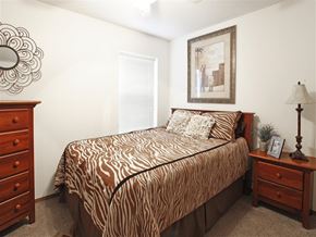 Rogers apartment for rent - a bedroom with a bed and a dresser and a window