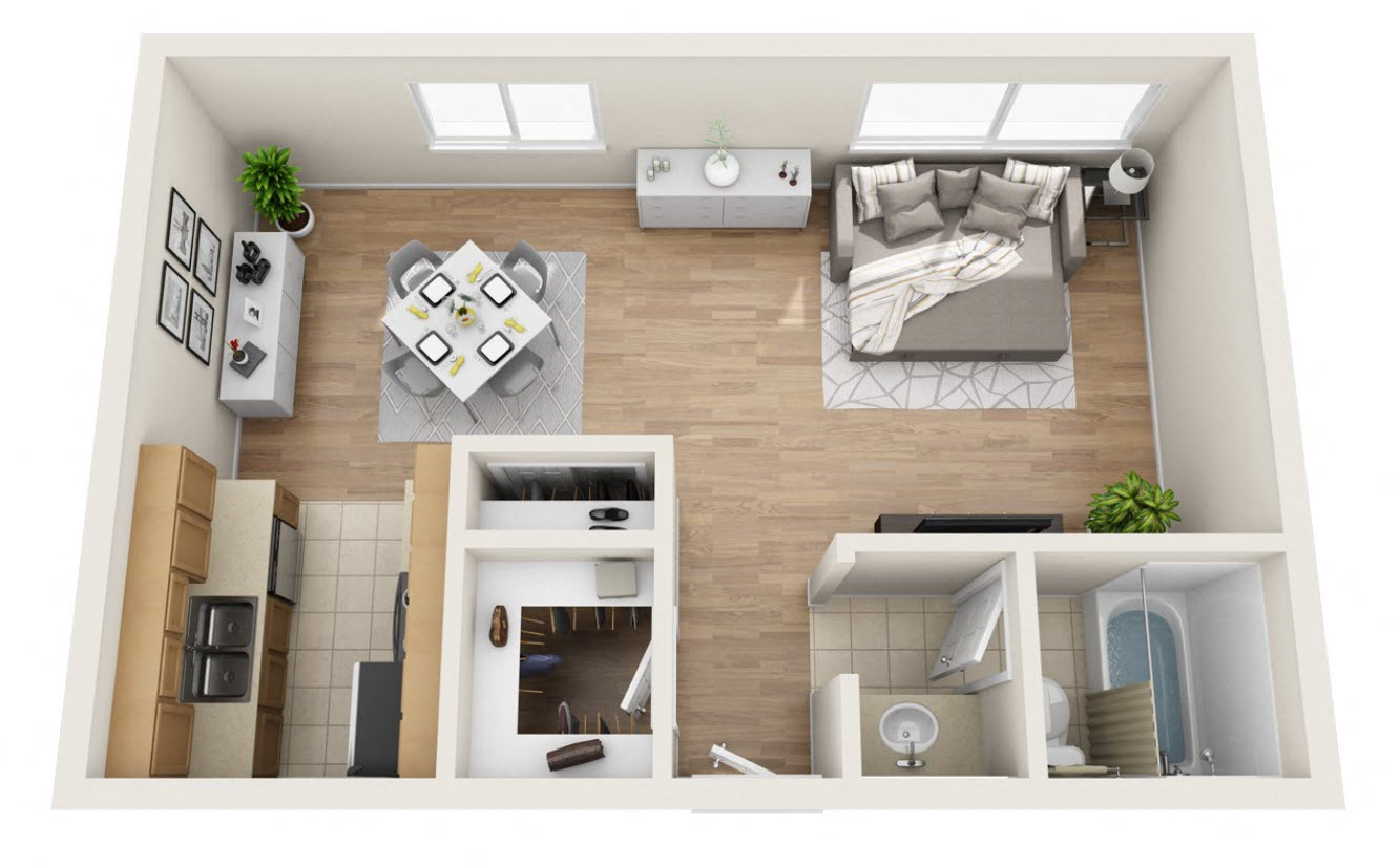 Floor plan for studio, 1 bath, 450 sqft
