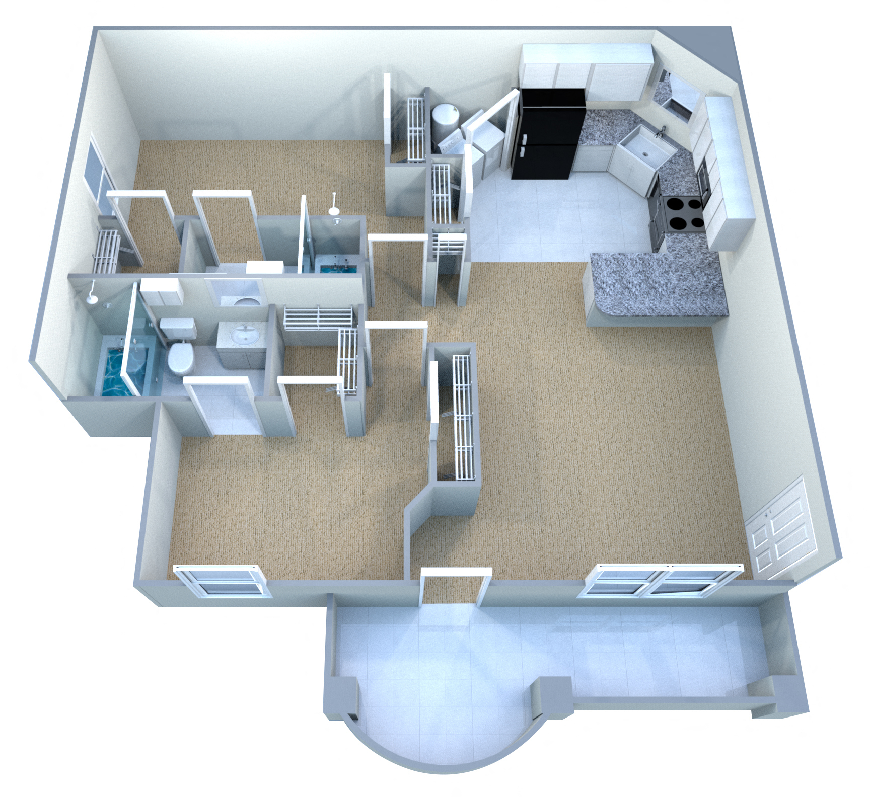 Floor plan for 2 beds, 2 baths, 1093 sqft