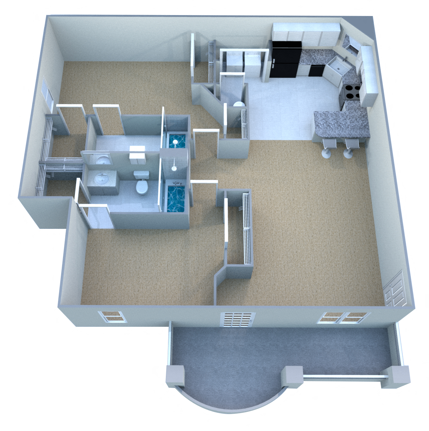 Floor plan for 2 beds, 2 baths, 1093 sqft