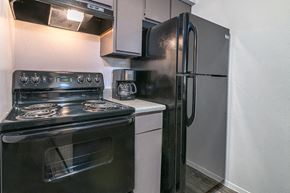 San Antonio apartment for rent - a kitchen with stainless steel appliances and a stove and refrigerator