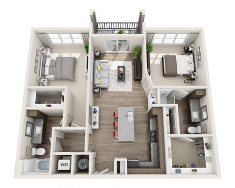 Floor plan for 2 beds, 2 baths, 1148 sqft
