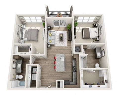 Floor plan for 2 beds, 2 baths, 1148 sqft