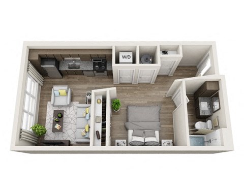 Floor plan for studio, 1 bath, 550 sqft