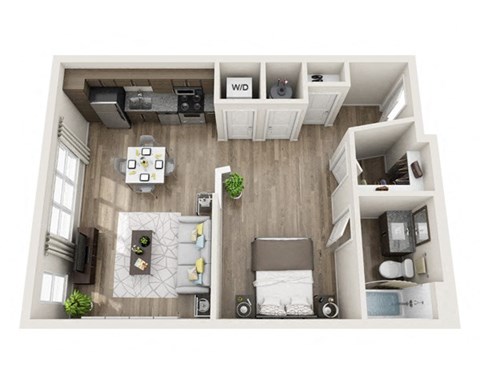 Floor plan for studio, 1 bath, 674 sqft