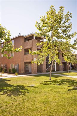 Bakersfield apartment for rent - a large brick building with a tree in front of it
