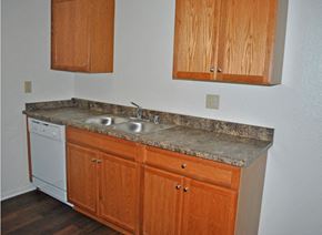 Fresno apartment for rent - an empty kitchen with a sink and cabinets