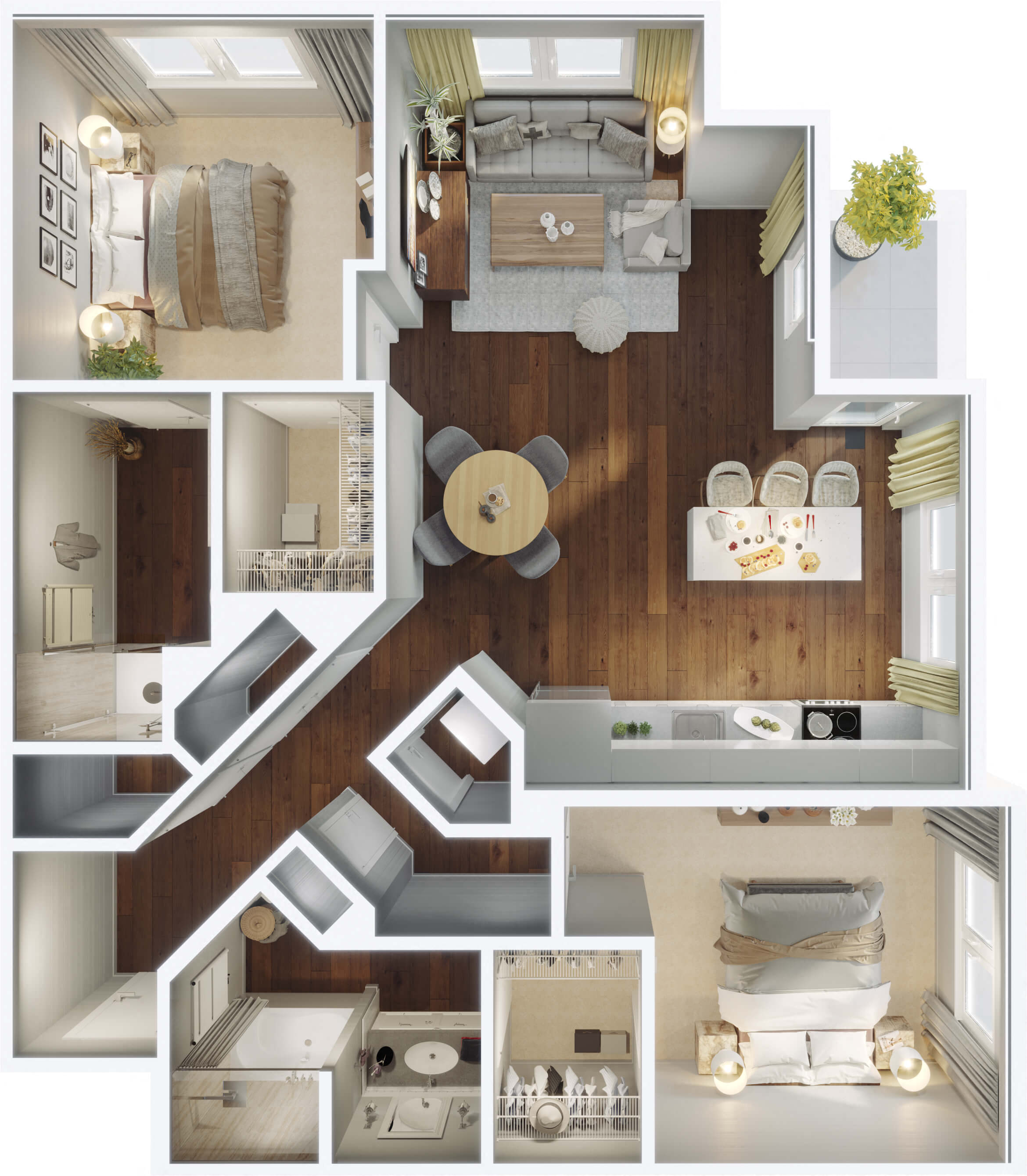 Floor plan for 2 beds, 2 baths, 1146 sqft