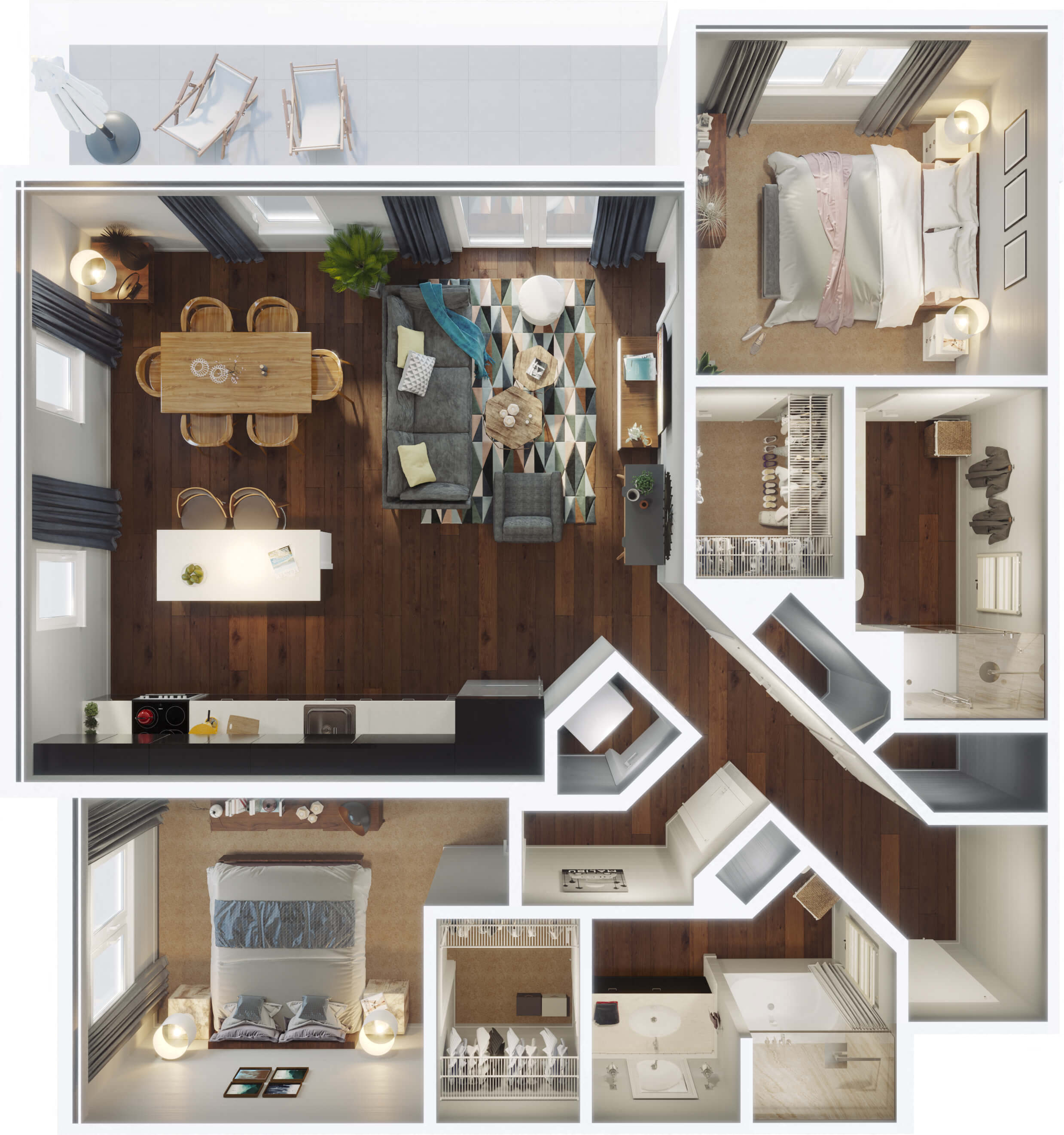Floor plan for 2 beds, 2 baths, 1188 sqft
