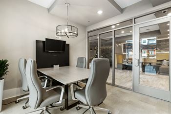 Large tech savvy cyber lounge with private conference room available