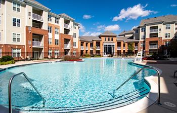 Free-form pool and outdoor living areas