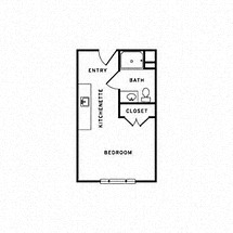 Floor plan for studio, 300 sqft