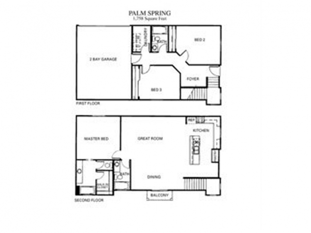 Floor plan for 3 beds, 3 baths, 1758 sqft