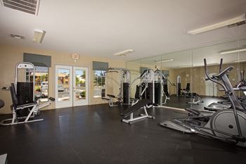 Interior clubhouse fitness center equipment