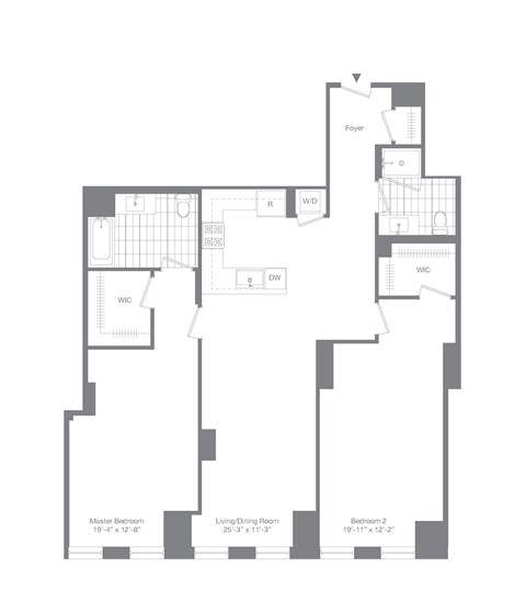 Floor plan for 2 beds, 2 baths, 1468 sqft