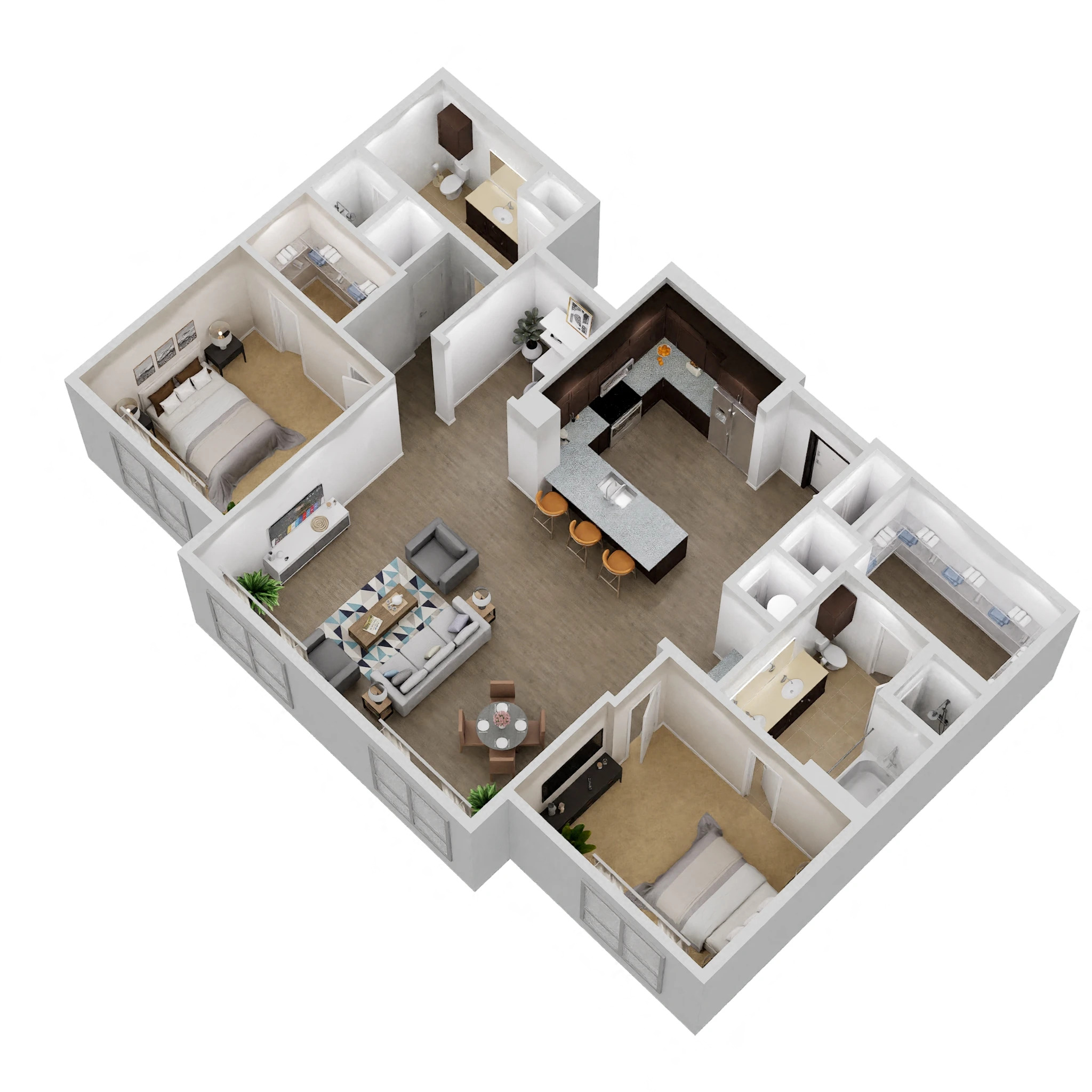 Floor plan for 2 beds, 2 baths, 1425 sqft