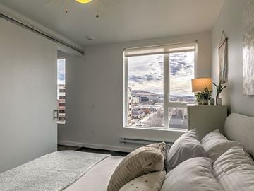 Boise apartment for rent - a living room with a couch and a window