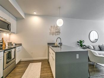 Stainless steel sink with faucet in kitchen