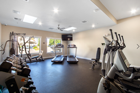 Tumwater apartment for rent - state of the art gym with cardio equipment at riverdale apartments tx