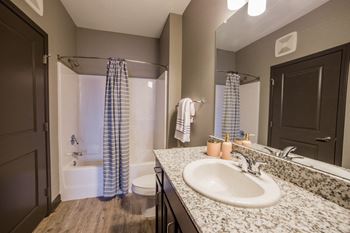 Granite countertops in bathroom