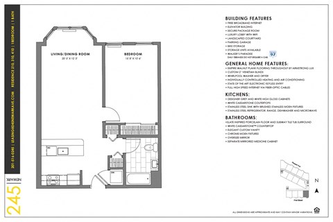 Floor plan for 1 bed, 1 bath, 675 sqft