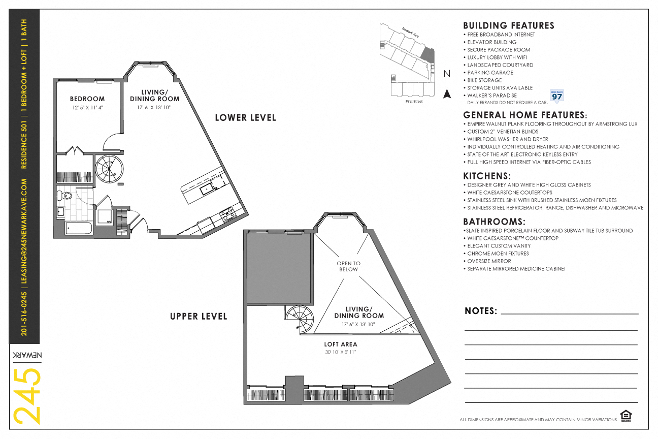 Floor plan for 1 bed, 1 bath, 991 sqft