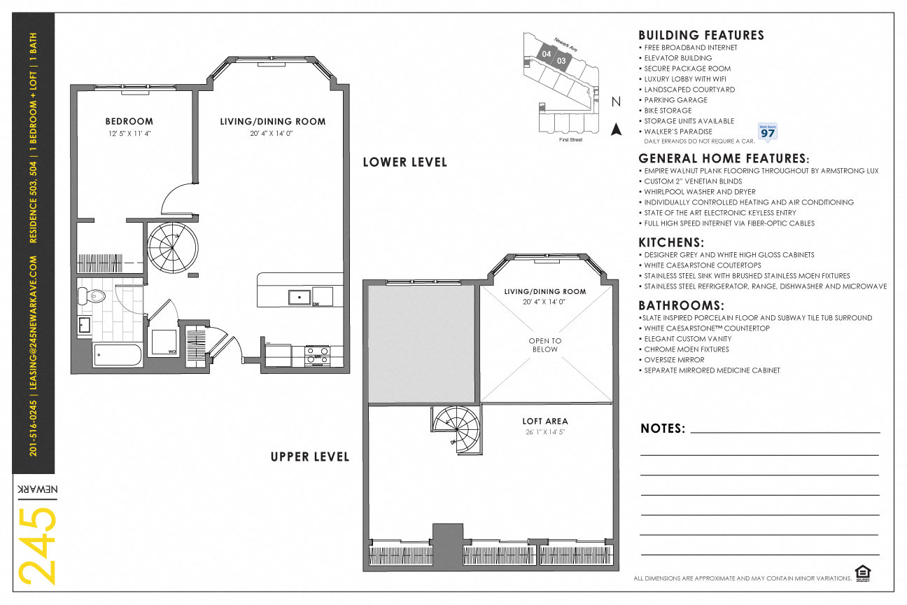 Floor plan for 1 bed, 1 bath, 1006 sqft