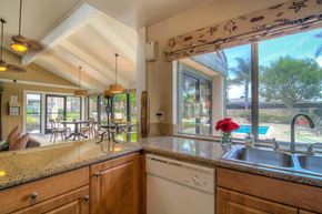 Buena Park apartment for rent - a kitchen with a sink and a large window
