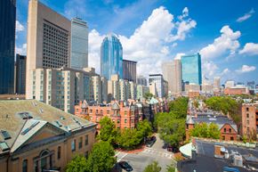 Boston apartment for rent - the skyline of the city with buildings and trees