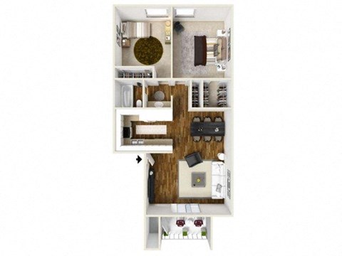 Floor plan for 2 beds, 1 bath, 819 sqft