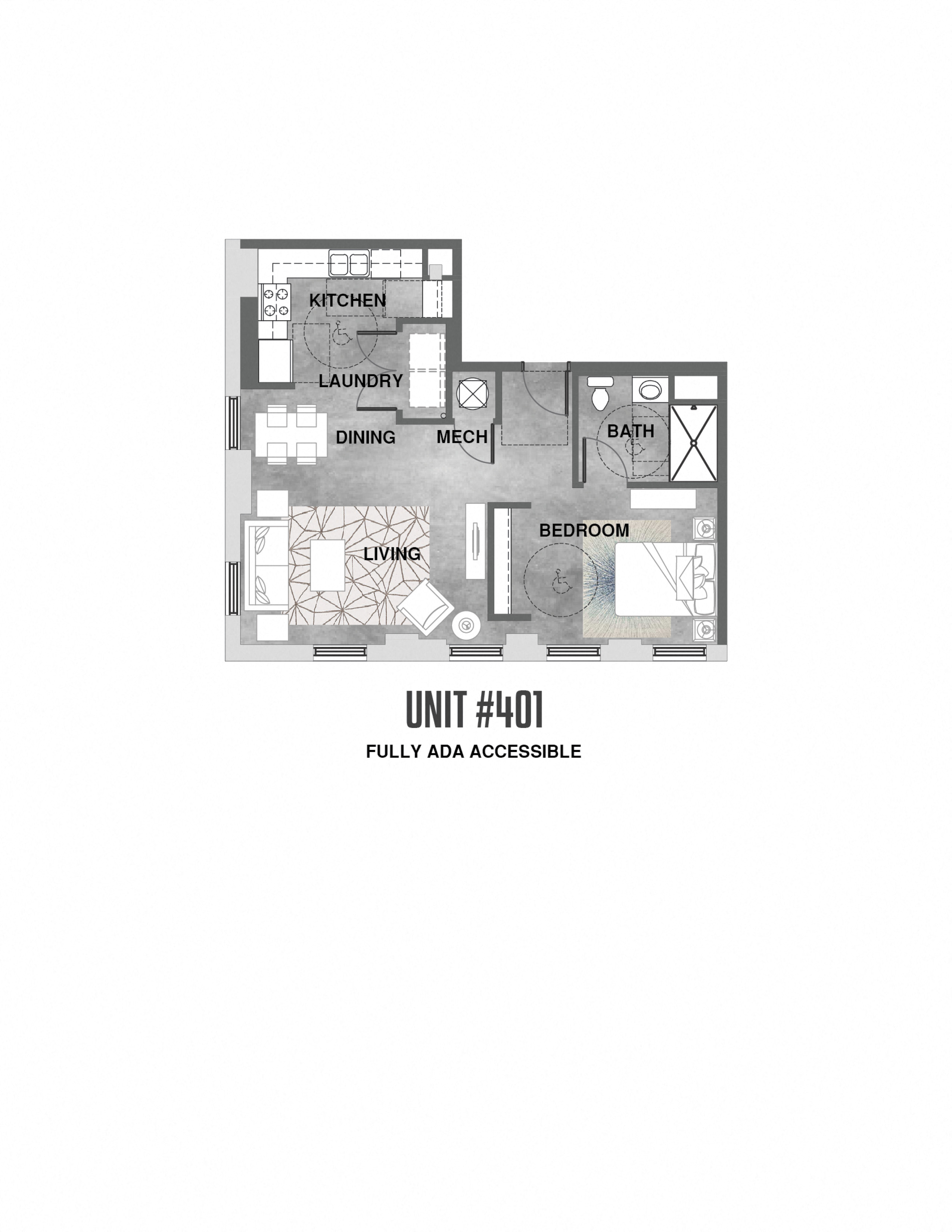 Floor plan for studio, 1 bath, 710 sqft