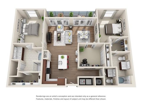 Floor plan for 2 beds, 2.5 baths, 1458 sqft
